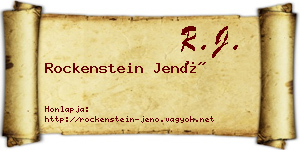 Rockenstein Jenő névjegykártya